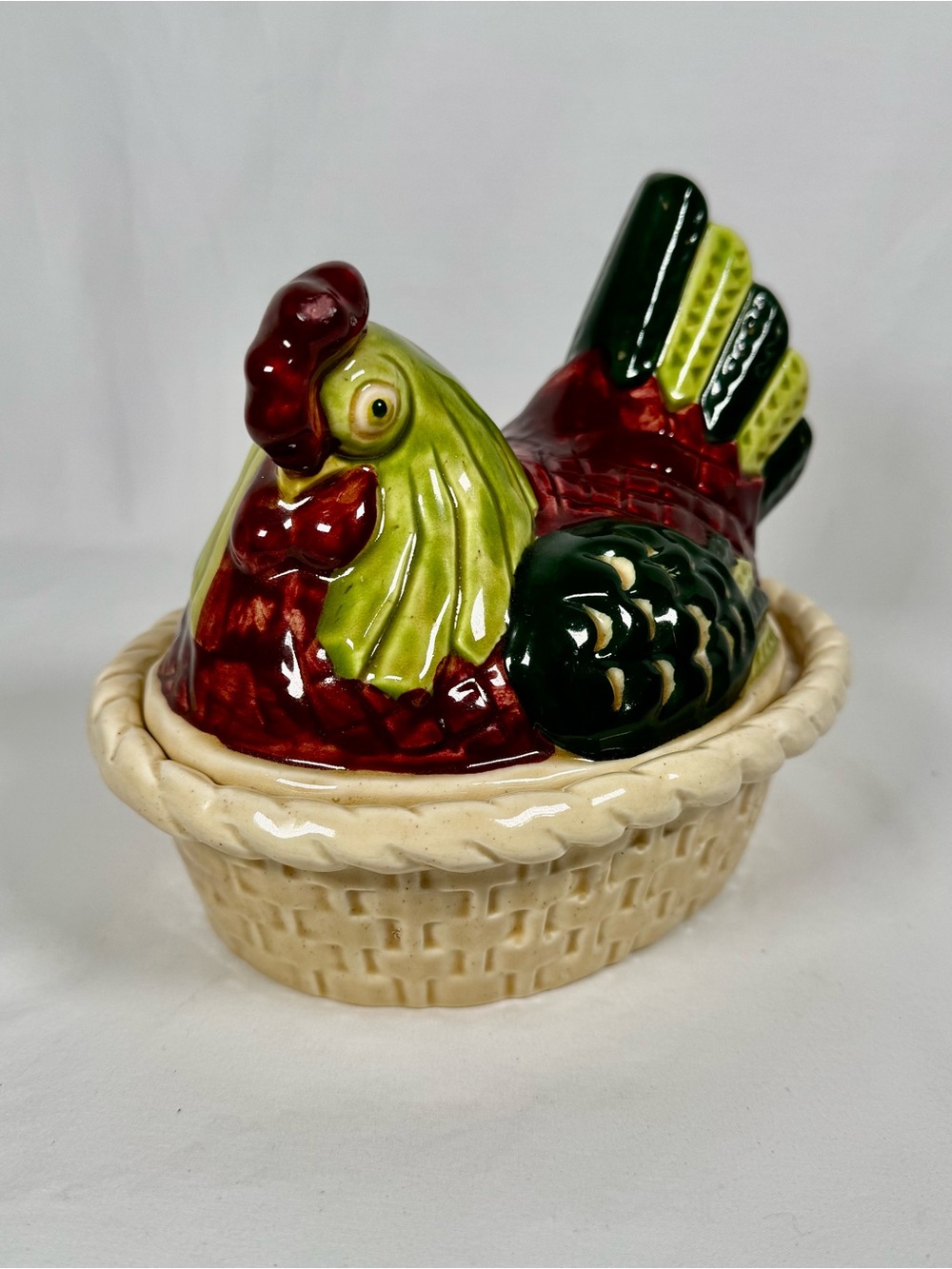 Vintage Metlox Poppytrail Chicken Hen on Nest Covered Dish Farmhouse Decor